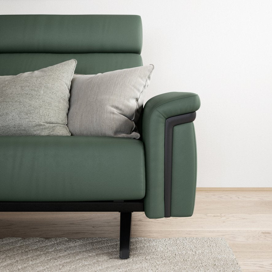 Stella Leather 3 Seater - Wood Arm