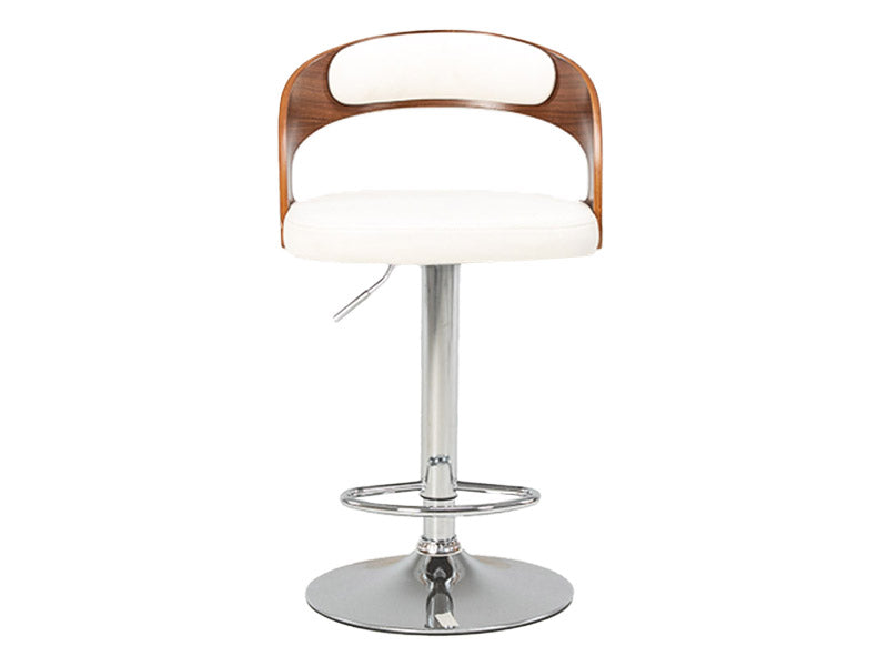 Captain Barstool Gas Lift - White/Walnut