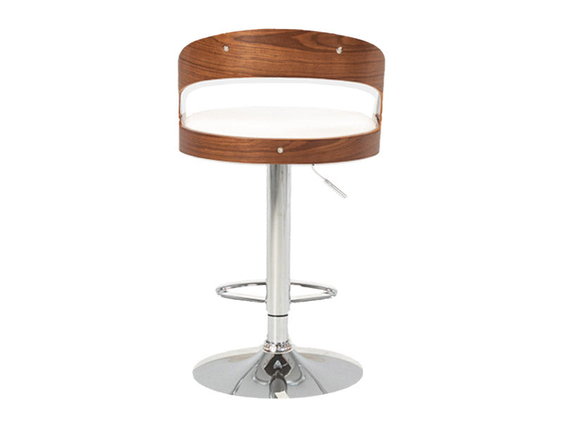 Captain Barstool Gas Lift - White/Walnut