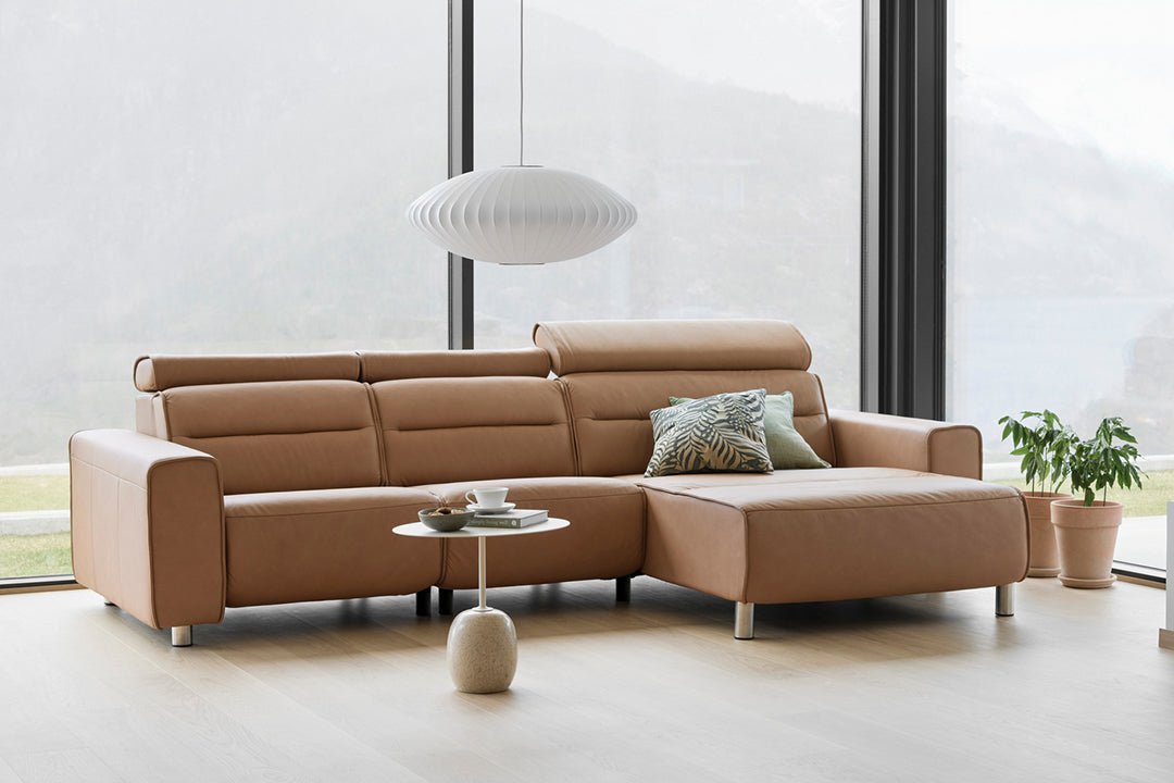 Emily Leather Chaise - Wide Arm