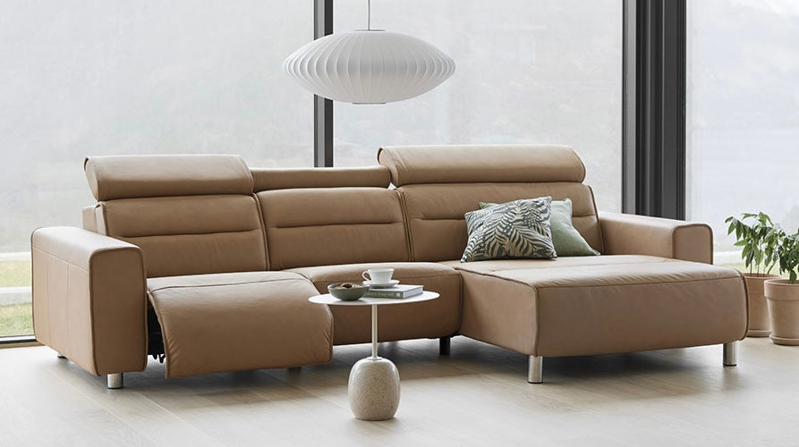 Emily Leather Chaise - Wide Arm