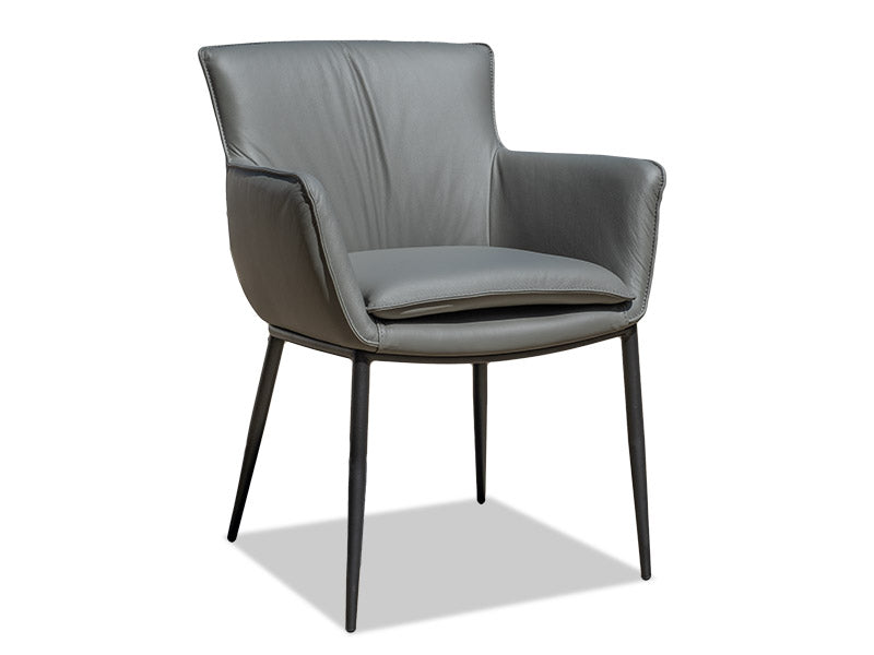 Holly Leather Dining Chair - Charcoal Leather