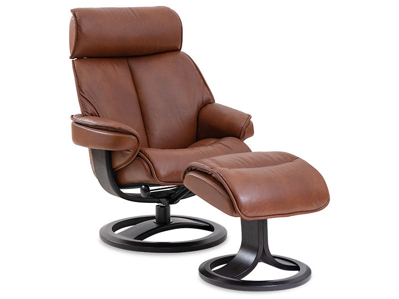 Nordic NC98 Large Chair & Ottoman - Stone Prime Leather