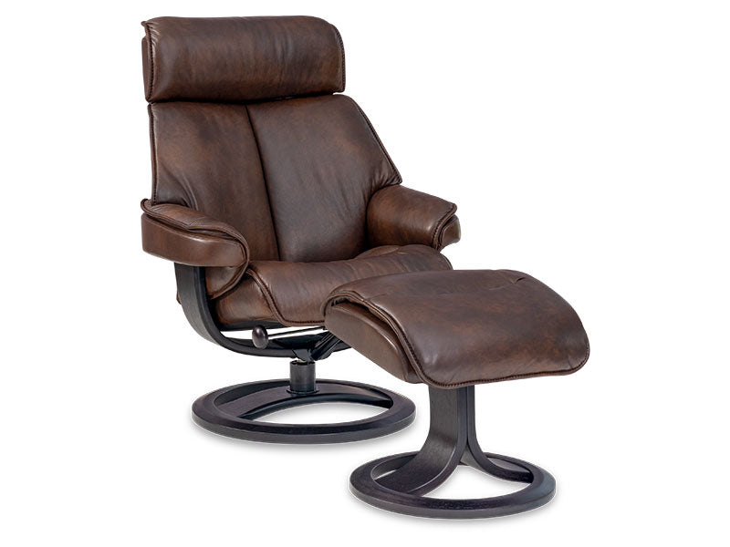 Nordic NC98 Large Chair & Ottoman - Stone Prime Leather