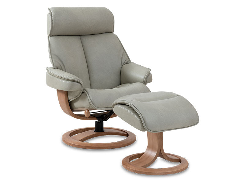 Nordic NC98 Large Chair & Ottoman - Stone Prime Leather