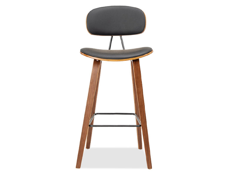 Sleek Barstool 4 Legs - Black/Walnut