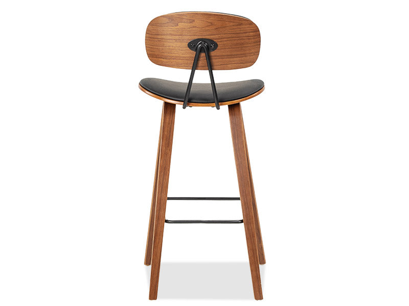 Sleek Barstool 4 Legs - Black/Walnut