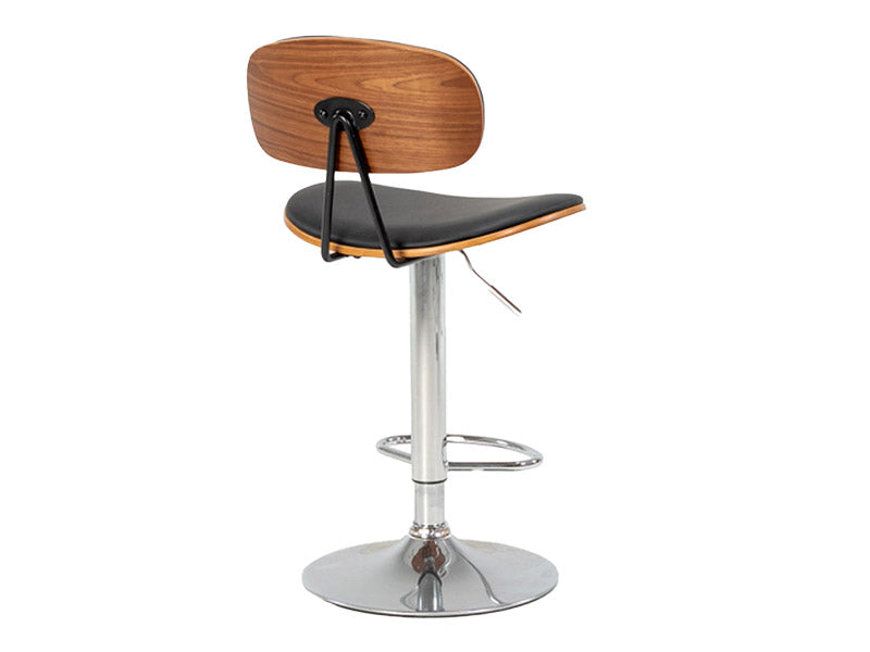 Sleek Barstool Gas Lift - Black/Walnut