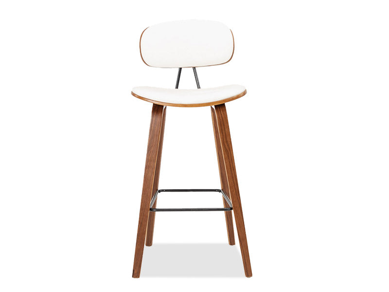 Sleek Barstool 4 Legs - White/Walnut