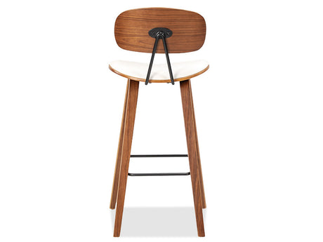 Sleek Barstool 4 Legs - White/Walnut