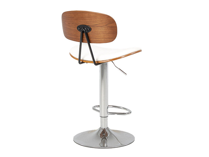 Sleek Barstool Gas Lift - White/Walnut