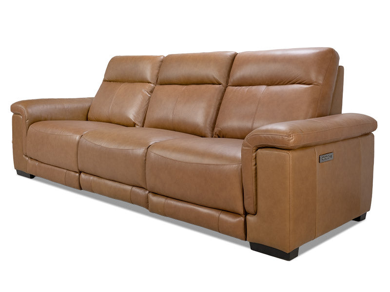 Como 3 Seat Leather Electric Recliner