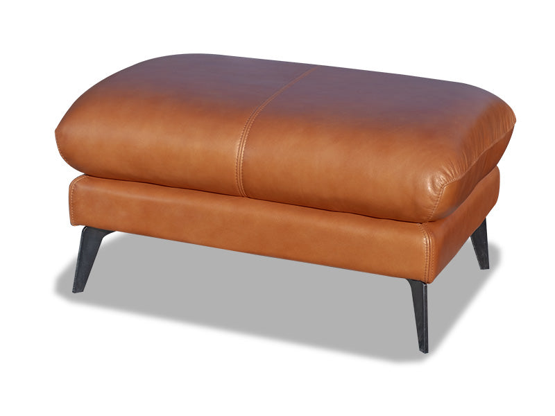 Davani Leather Ottoman - Brandy Leather