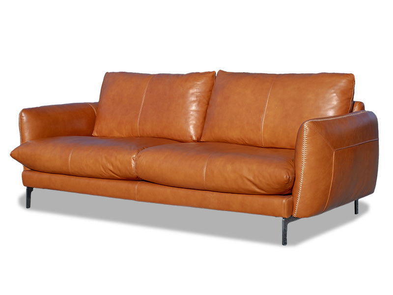 Davani Leather 2.5 Seat Sofa - Brandy Leather