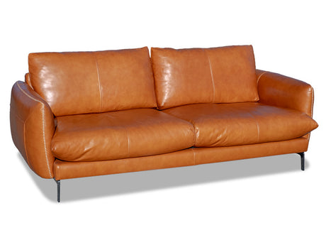 Davani Leather 2.5 Seat Sofa - Brandy Leather