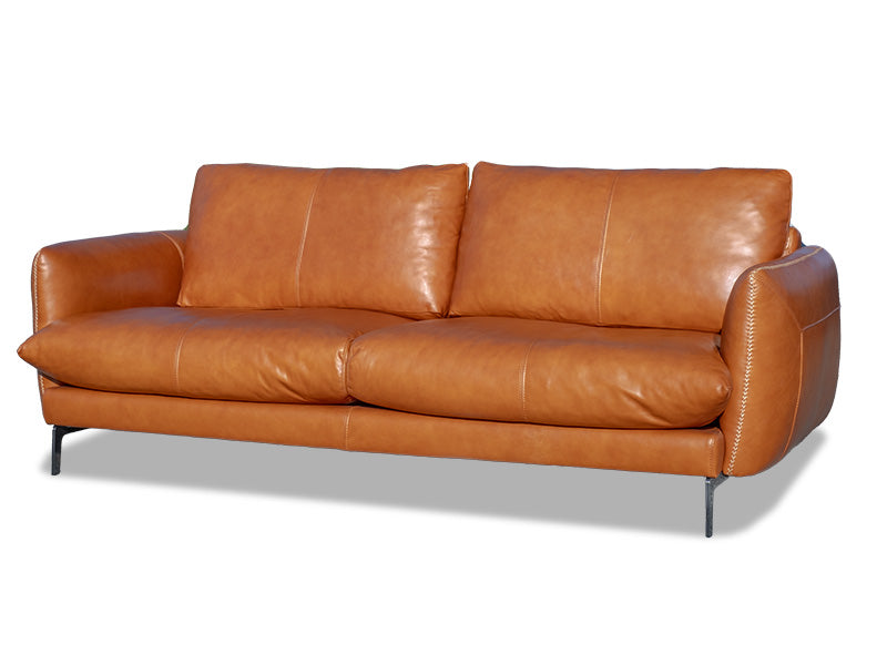 Davani Leather 2.5 Seat Sofa - Brandy Leather