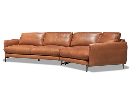 Davani Leather Wedge Sofa - Brandy Leather