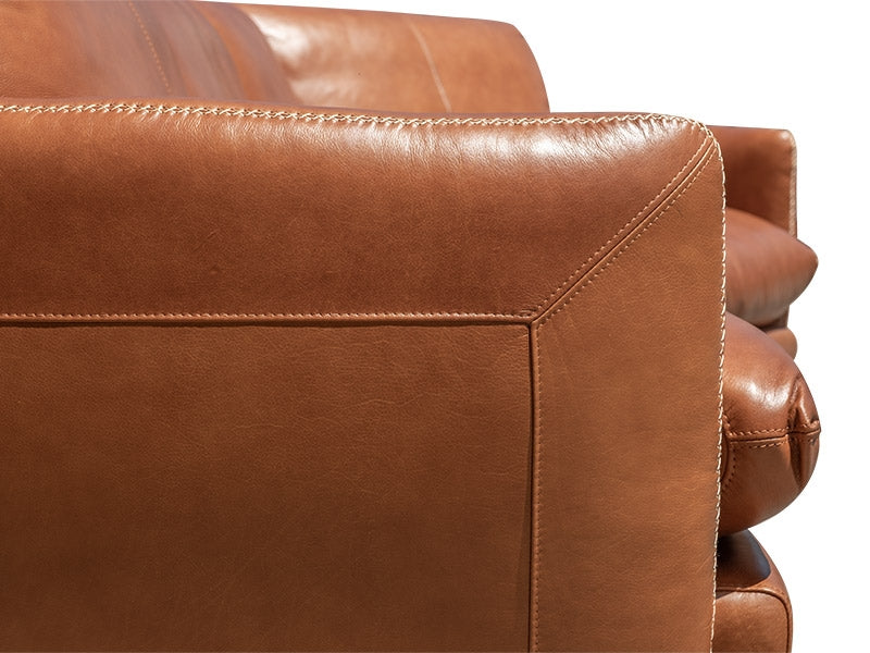 Davani Leather Wedge Sofa - Brandy Leather