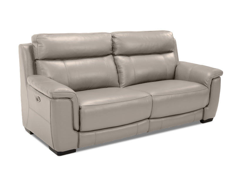 Genoa 2.5 Seat Leather Electric Recliner - Feather Grey