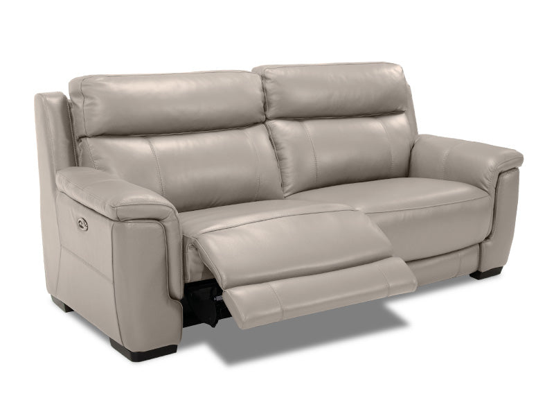 Genoa 2.5 Seat Leather Electric Recliner - Feather Grey