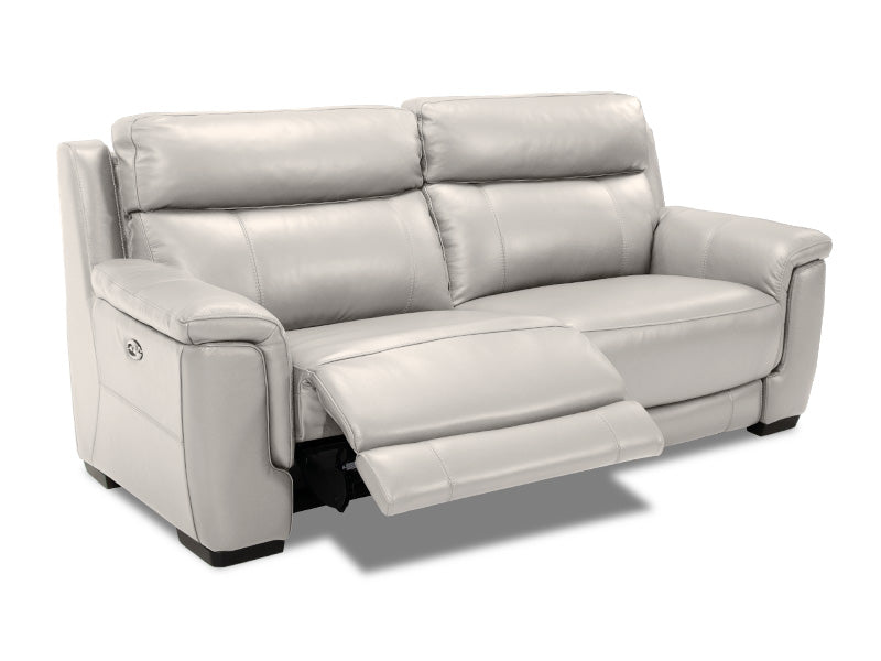 Genoa 2.5 Seat Leather Electric Recliner - Frost