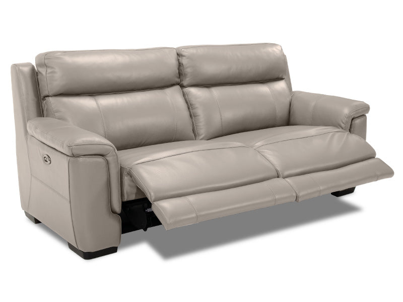 Genoa 2.5 Seat Leather Electric Recliner - Feather Grey