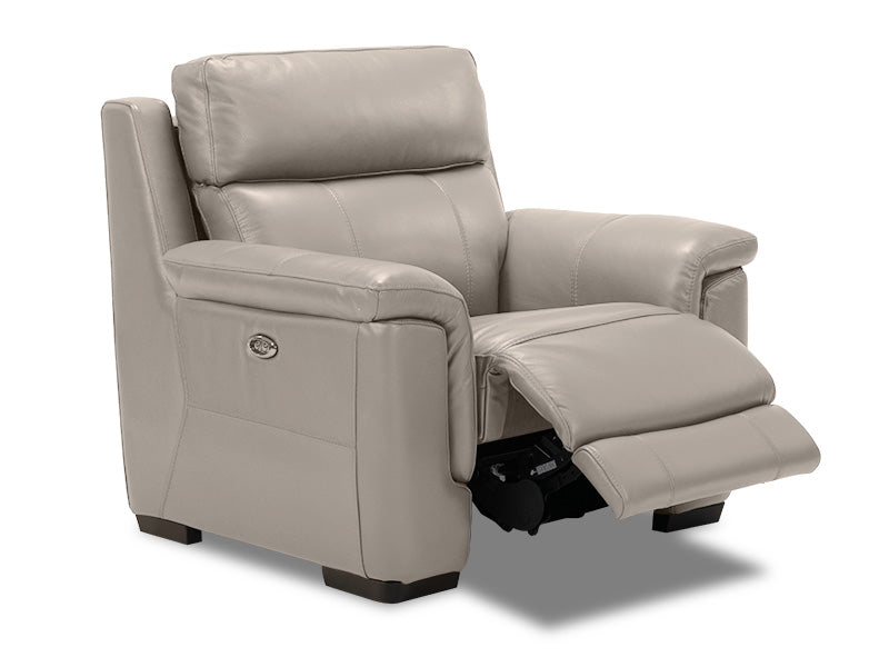 Genoa 1 Seat Leather Electric Recliner - Feather Grey