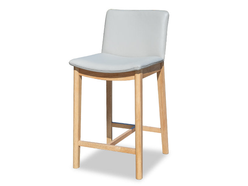 Luca Leather Barstool - Light Grey