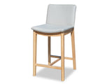 Luca Leather Barstool - Light Grey