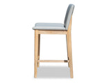 Luca Leather Barstool - Light Grey