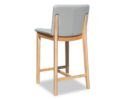 Luca Leather Barstool - Light Grey