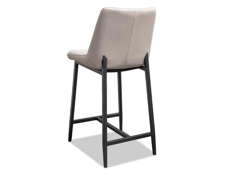 Oliver Leather Barstool - Light Grey