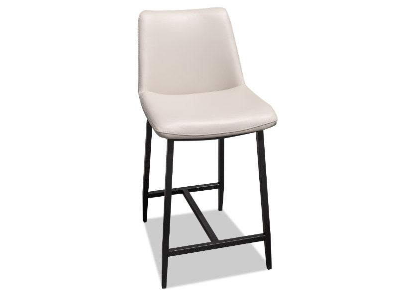 Oliver Leather Barstool - Light Grey