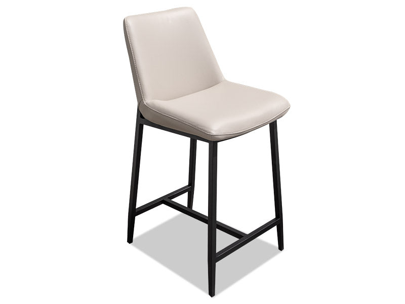 Oliver Leather Barstool - Light Grey