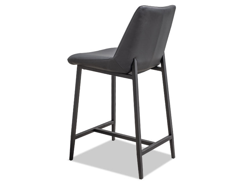 Oliver Leather Barstool - Black