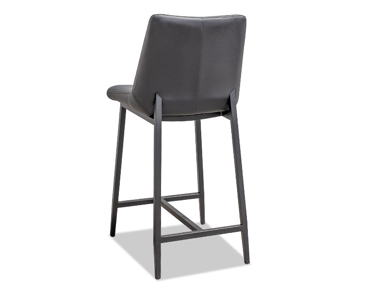 Oliver Leather Barstool - Black