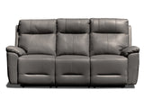 Peru Leather 3 Seat Dual Recliner - Graphite