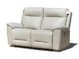 Peru Leather 2 Seat Dual Recliner - Light Grey