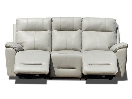 Peru Leather 3 Seat Dual Recliner - Light Grey