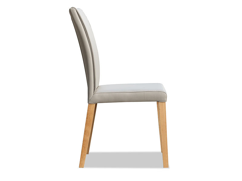 Trent Leather Dining Chair - Light Grey